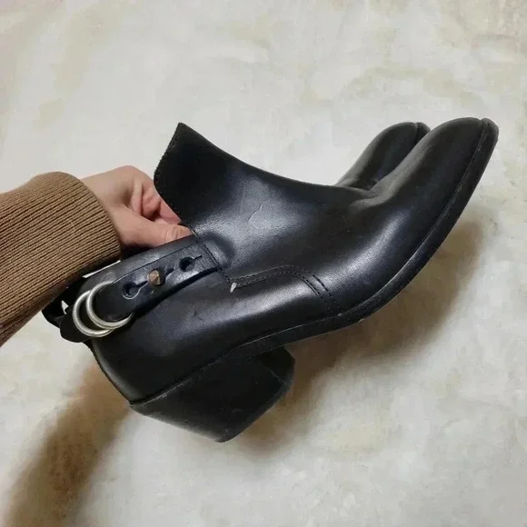 Rag & Bone Sullivan Black Low Heel Bootie 37 Leather Western - Picture 5 of 8